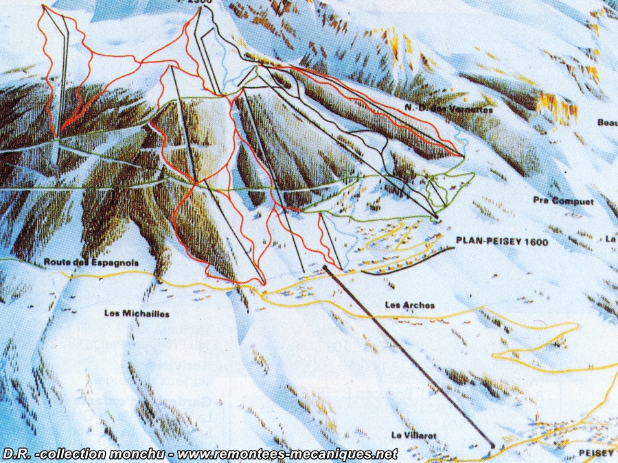 Plan des pistes juste avant la création de Vallandry Image