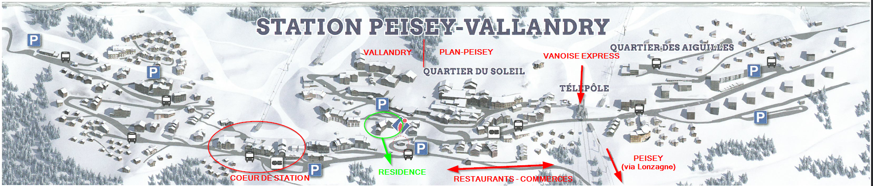 Localisation de la résidence et des principaux éléments dans la station Image